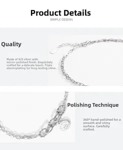 Detailed macro view of 925 sterling silver geometric link bracelet with polished tags