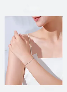 Elegant s925 silver bracelet featuring micro-pave crystals on a thin delicate chain