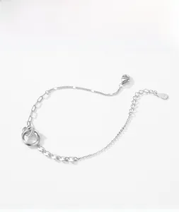 Detail of S925 sterling silver bracelet with interlocking rings and lobster clasp
