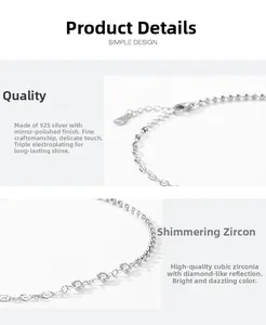 Macro detail of S925 sterling silver chain with cubic zirconia and mirror polished finish