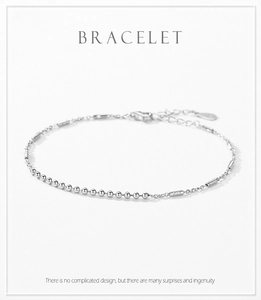 Close-up of S925 sterling silver beaded bracelet with lobster clasp and adjustable chain