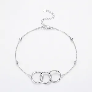 925 Sterlingsilber Ineinandergreifende Ringe Armband Für Damen Minimalistisch Geometrisch Verstellbares Kette Armband Mode Schmuck