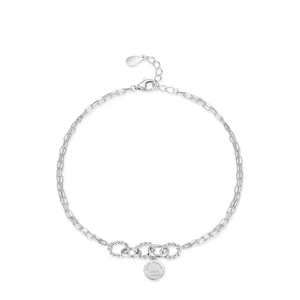 Minimalist 925 Sterling Silver Geometric Double Layer Bracelet Engraved Love Always Pendant Chain For Women Fashion Jewelry