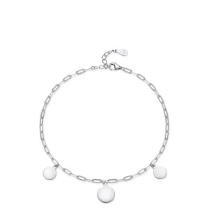 925 Sterlingsilber Minimalistisch Büroklammer Kette Armband Damen Geometrisch Rund Münze Anhänger Einstellbarer Schmuck