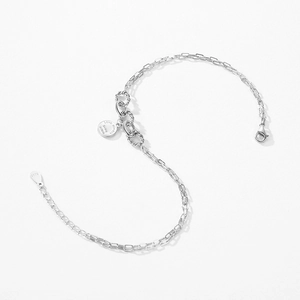 Minimalist S925 sterling silver paperclip chain bracelet with Love Always round tag