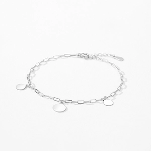 Minimalistisches S925 Silber Gliederkette Armband mit polierten runden Anhängern