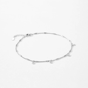 Elegant 925 sterling silver chain bracelet with four hollow heart-shaped charms