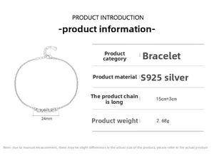 Detailed specs of S925 sterling silver geometric bracelet with adjustable chain length