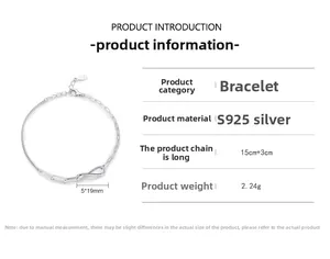 Detailed size specifications of S925 sterling silver infinity symbol charm bracelet