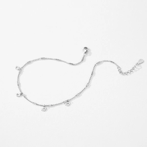Minimalist S925 sterling silver chain bracelet featuring four hollow heart-shaped charms