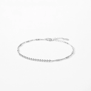 Minimalist 925 silver beaded bracelet featuring sleek metal tubes and adjustable lobster clasp
