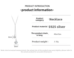 Details zur S925 Silberkette mit 6mm und 8mm Kugelanhängern und Größenangaben