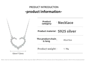 Détails du collier cœur en argent S925 avec dimensions 15x13mm et une chaîne de 45cm