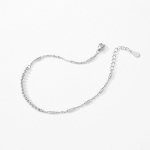 Minimalist 925 sterling silver beaded bracelet with sleek chain and lobster clasp closure