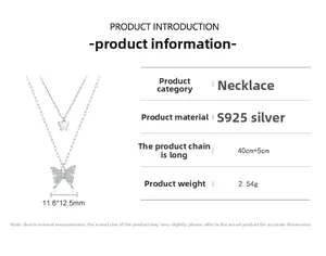 Detailed specifications for S925 sterling silver layered butterfly pendant necklace