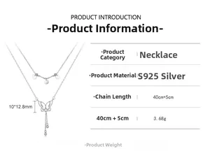 Spécifications de taille pour le collier double couche en argent S925 papillon