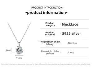 Details zur S925 Sterlingsilber Blumenkette mit 11x6mm Zirkonia Anhänger und Maßen
