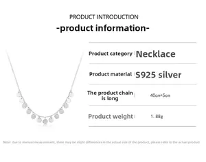 Vue détaillée du collier en argent S925 avec longueur de 40+5cm et poids de 1,88g