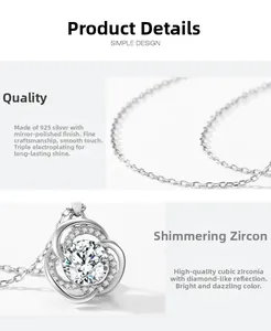 Makroaufnahme von 925er Sterling Silber Halskette und Blumenanhänger mit Zirkonia