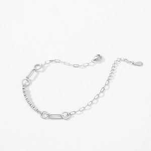 Bracelet chaîne géométrique en argent sterling S925 orné de zircons cubiques brillants
