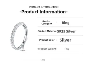 Detailed specs of S925 sterling silver ring featuring marquise-cut cubic zirconia