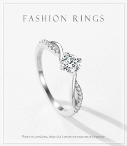Macro detail of S925 sterling silver ring showing twisted pave band and 1ct center moissanite