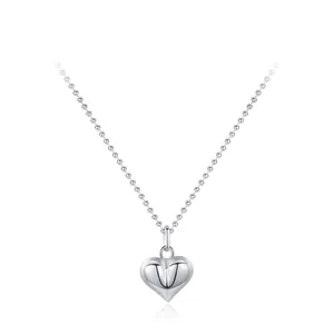 Collier Pendentif Cœur en Argent Sterling 925 Minimaliste Romantique Cœur 3D Polissage Miroir Bijoux Cadeau pour Femmes