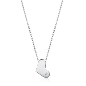 925 Sterling Silver Heart Necklace For Women Minimalist Zirconia Pendant Simple Fashion Commuting Jewelry Daily Gift
