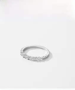 Macro view of S925 sterling silver ring showing marquise cut stones and inner S925 stamp