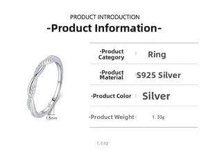 Detailed specs showing S925 sterling silver ring with 1.5mm width and 1.33g weight