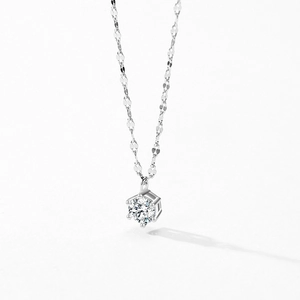 Sparkling S925 sterling silver necklace with a six-prong set brilliant round cubic zirconia
