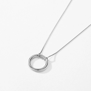 Minimalist s925 sterling silver hollow round pendant necklace on a clean white background