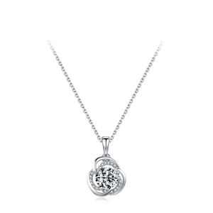 Elegante 925 Sterlingsilber Blumen Anhänger Halskette Für Damen Klassische Zirkonia Schlüsselbein Kette Schmuck Geschenk