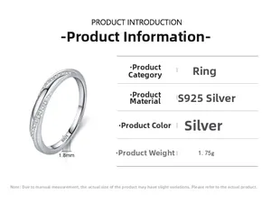 Detailed specs of S925 sterling silver geometric ring featuring 1.8mm width and 1.75g weight