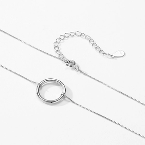 Minimalist S925 sterling silver hollow round pendant necklace with box chain and clasp