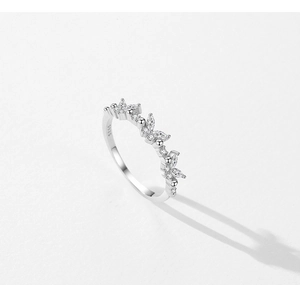 Close-up of S925 sterling silver butterfly ring with micro-pave cubic zirconia details