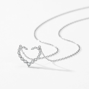Collier en argent sterling S925 avec pendentif cœur serti de micro-oxydes de zirconium