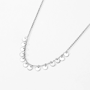 Collier minimaliste en argent S925 avec plusieurs pendentifs ronds à paillettes pour femme