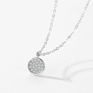 Elegant S925 sterling silver necklace featuring a sparkling round micro-pave pendant