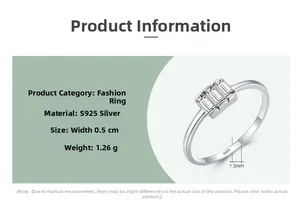 Spécifications du produit pour bague en argent S925 de 1,26g avec oxydes de zirconium