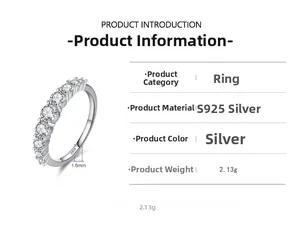 Macro shot of S925 sterling silver ring showing 1.6mm width and 2.13g product weight