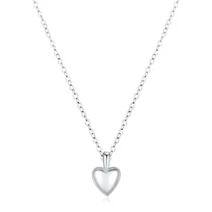 Minimalist 925 Sterling Silver Heart Pendant Necklace For Women Elegant Simple Polished Cross Chain Daily Chic Jewelry Accessories