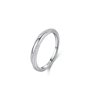 925 Sterling Silver Minimalist Geometric Zirconia Ring For Women Pave Twisted Finger Ring Fashion Fine Jewelry Gift