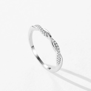 S925 sterling silver crisscross ring with micro-paved cubic zirconia for women