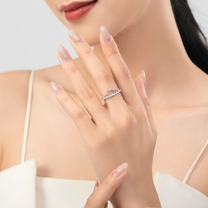 Elegant S925 sterling silver crown ring with cubic zirconia worn on a model finger