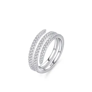 Bague en Argent Sterling 925 à Triple Couche Micro-Pavé de Zirconia pour Femme Design de Niche Chic Minimaliste Bague Superposable