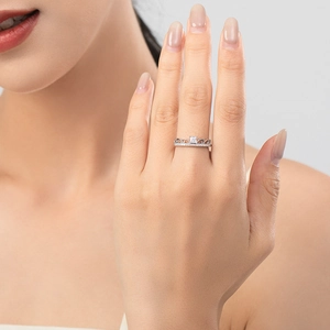 Elegant s925 silver crown ring with square zircon stone worn on a finger