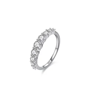 S925 Sterling Silver Geometric Zirconia Row Ring For Women Minimalist Micro Inlaid Finger Ring Fashion Jewelry Commuting Daily Accessory