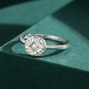 Elegant S925 sterling silver ring with woven micro-set zircon patterns on a round base