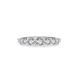 Elegant S925 sterling silver row ring featuring seven sparkling round cut diamonds
